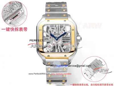 Best replica Cartier Santos skeleton Swiss mechanical stainless steel watch 39 .8mm